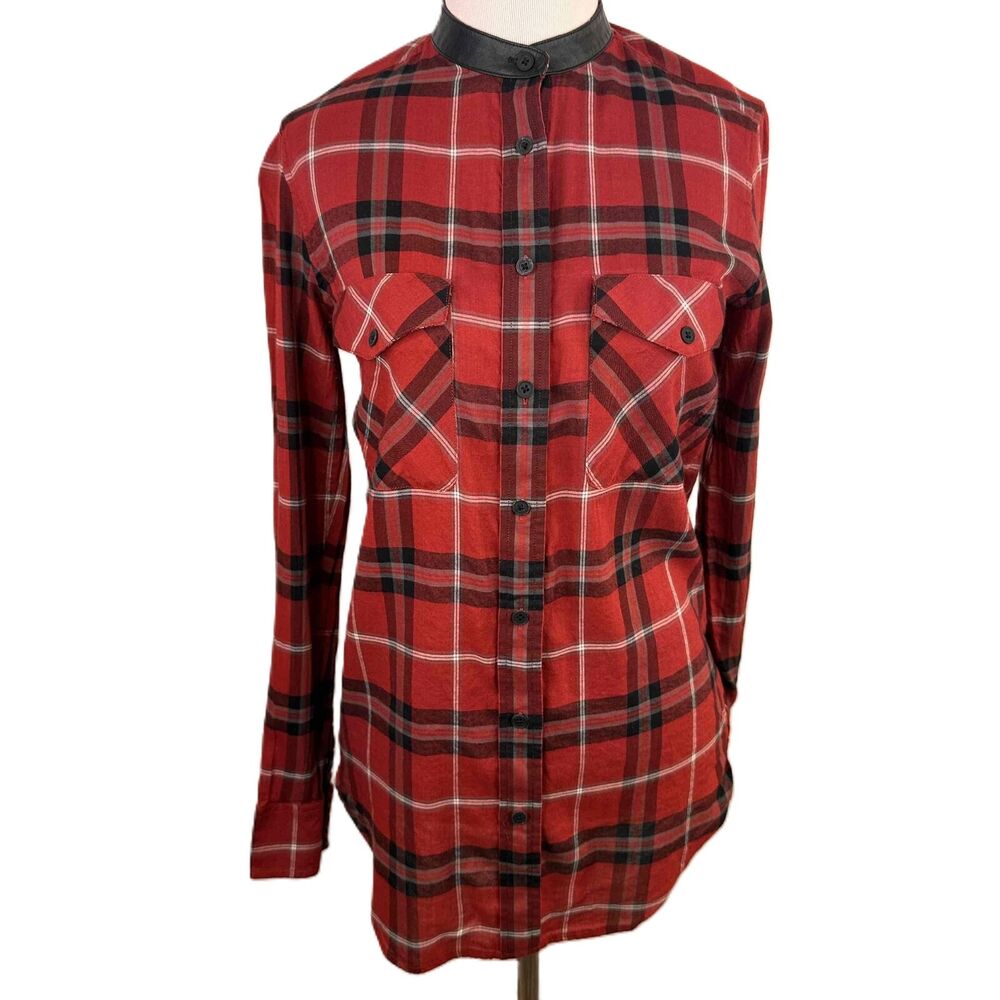 Vince Red Checkered Flannel Shirt Size 4